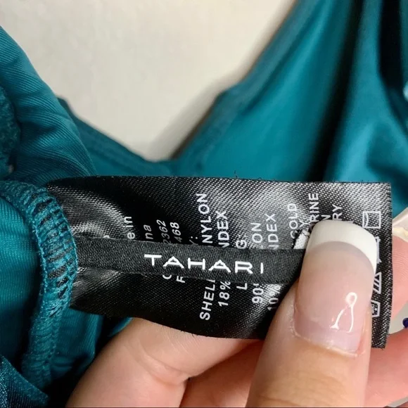 Tahari peacock teal ruffle one piece bikini small - Picture 8 of 10